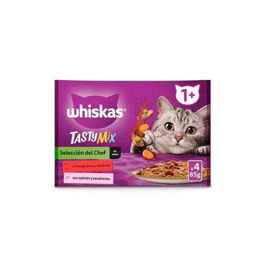 Comida Húmida Whiskas Tasty Mix Gato Seleção Chefe 4 x 85 g