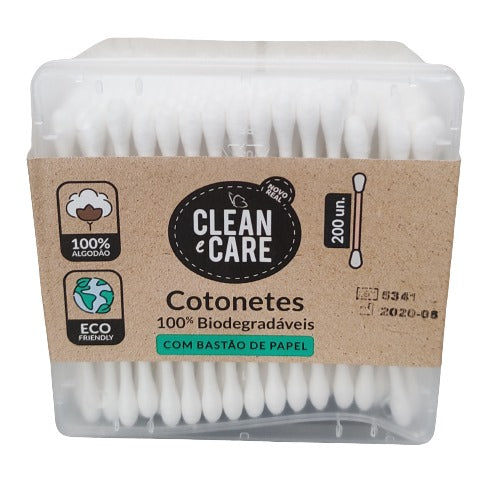 Cotonetes Clean&Care 100% Biodegradáveis 200 un