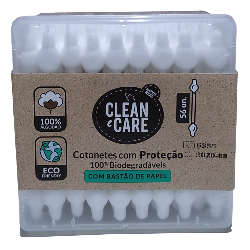 Cotonetes Clean&Care Proteção Bébés 100% Biodegradáveis 56 un
